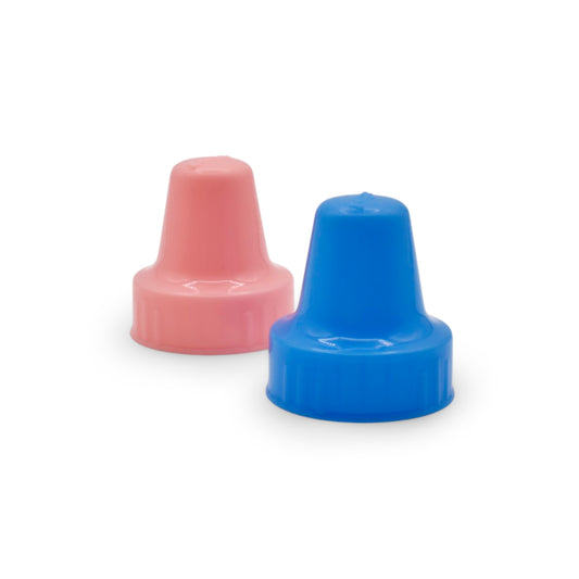 CAPUCHÓN PARA BIBERÓN AZUL Y ROSA