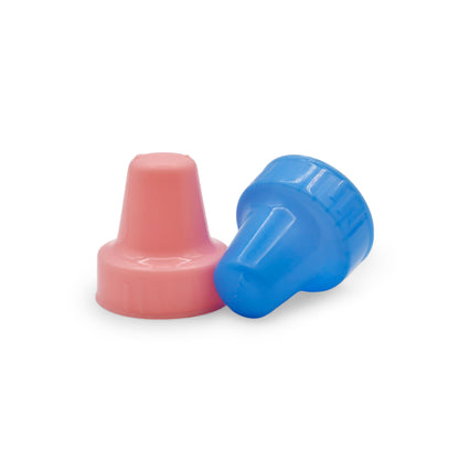 CAPUCHÓN PARA BIBERÓN AZUL Y ROSA