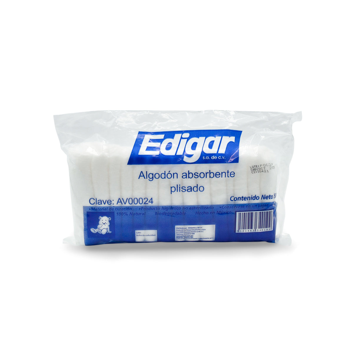 ALGODÓN ABSORBENTE PLISADO  25g, 50g y 200 g